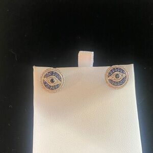 Elegant Blue Evil Eye Stud Earrings